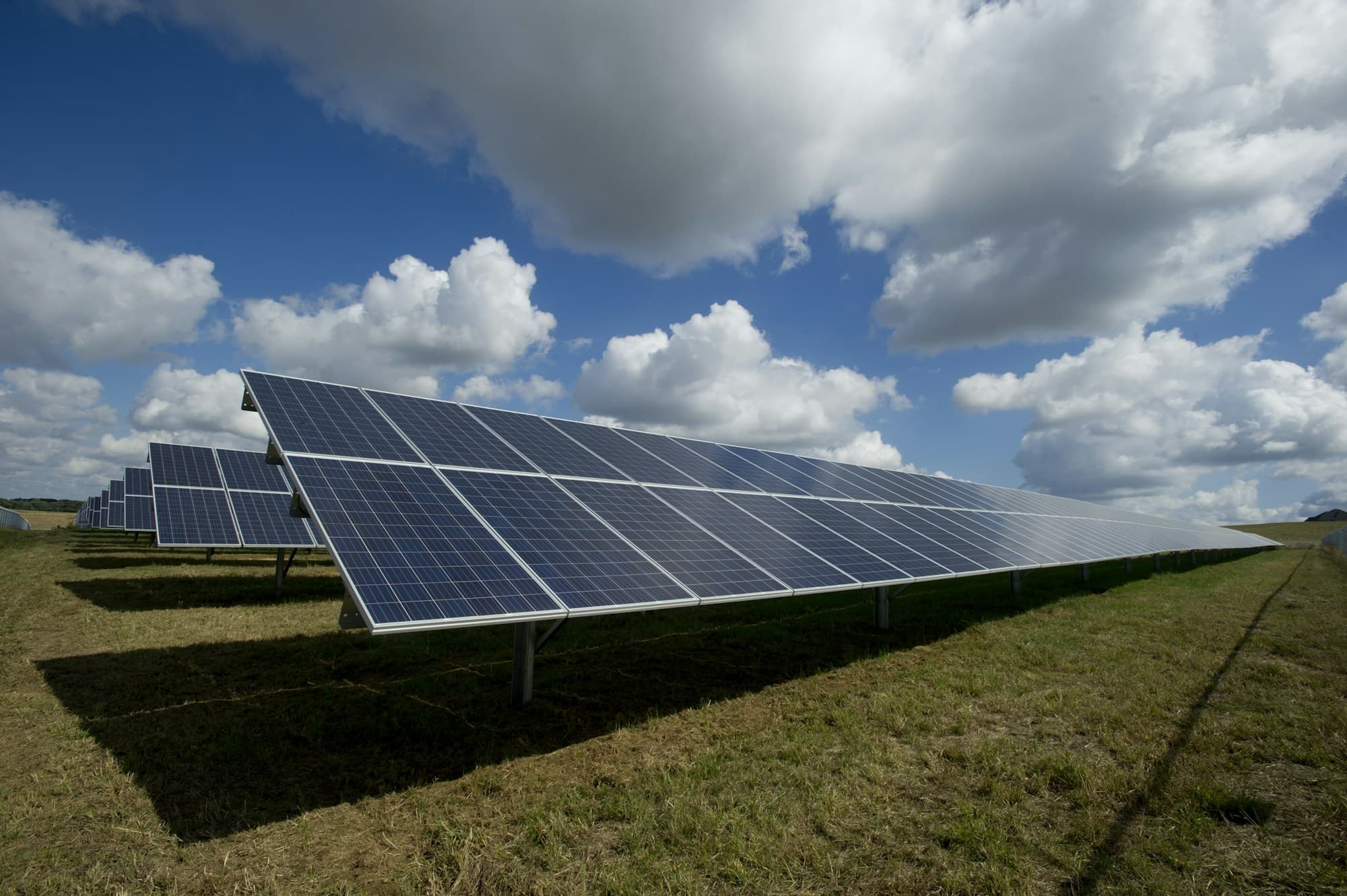 Solar panels under clear Indian sky